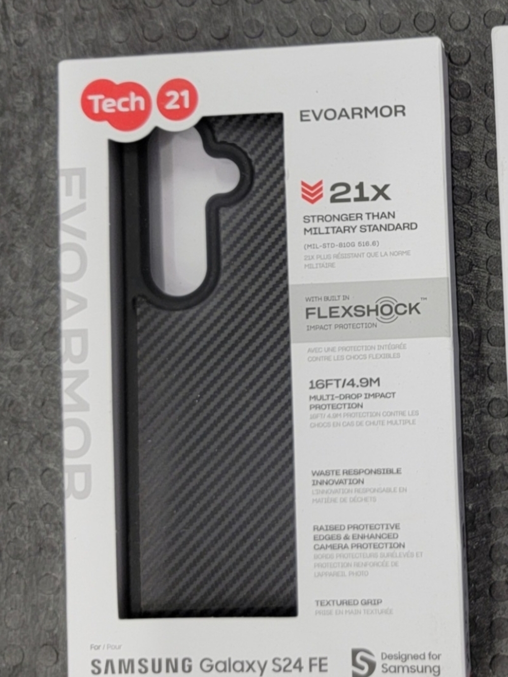 tech21 EvoArmor Carbon Fiber Black Phone Case for Samsung Galaxy S24 FE